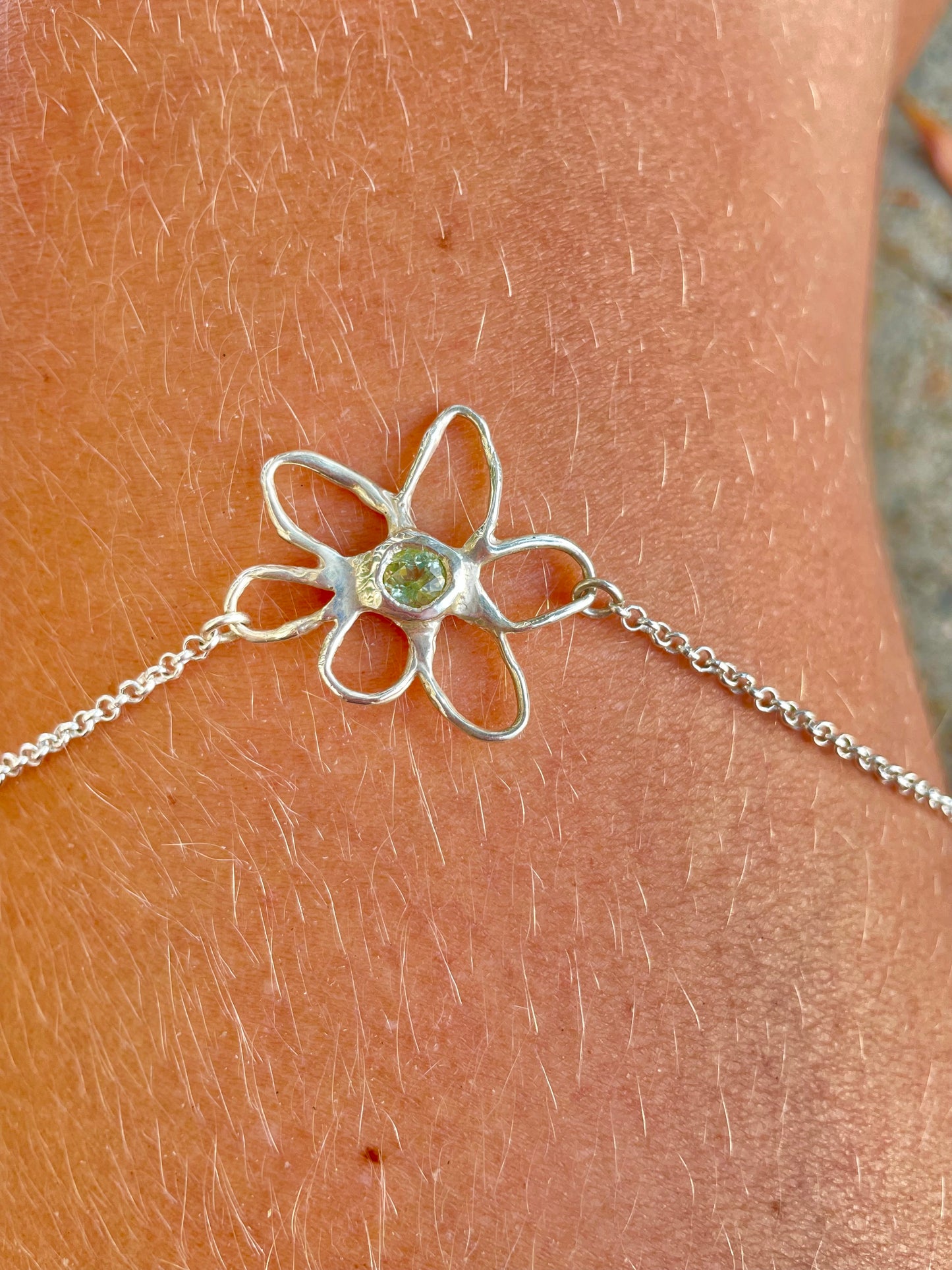 Green Tourmaline Flower Pendant