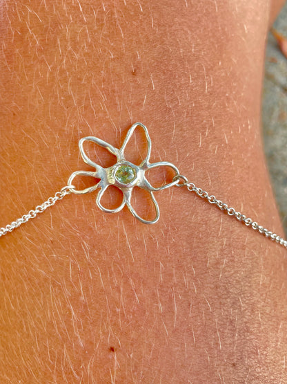 Green Tourmaline Flower Pendant