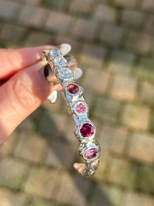 Sculpted Gemstone Bangle — Pink Tones