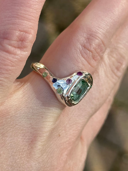 Silver Ring with Radiant Tourmaline - Size N