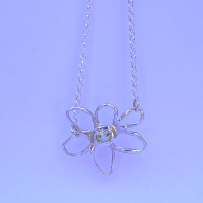 Green Tourmaline Flower Pendant