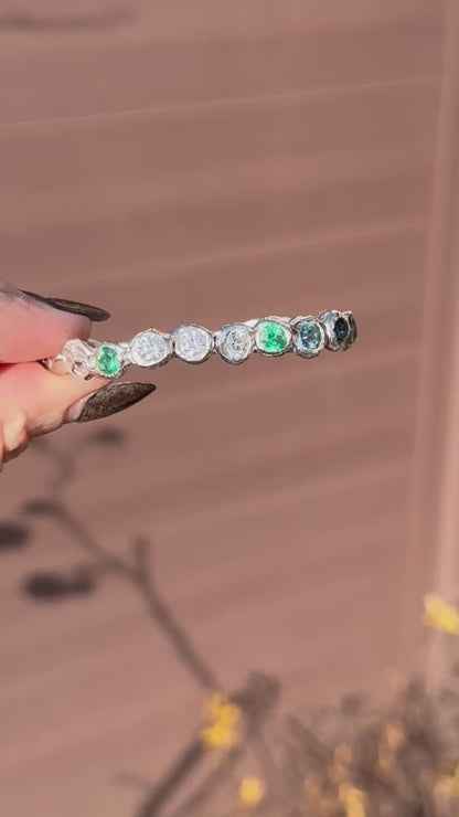 Sculpted Gemstone Bangle — Green & Blue Tones