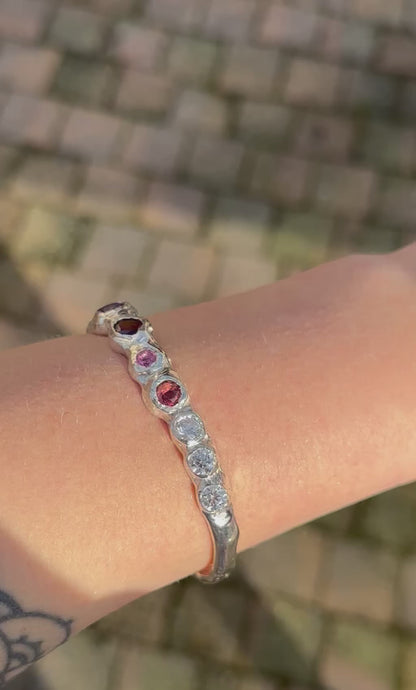 Sculpted Gemstone Bangle — Pink Tones